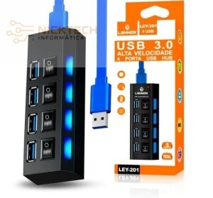 HUB USB 3.0 4 PORTAS LEHMOX LEY-201 (R#)