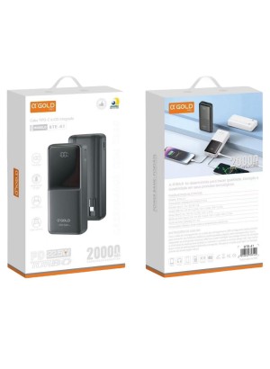 POWER BANK 20000MAH PD 22.5W TURBO CABO TIPO C E IOS INTEGRADO BTE-41 AGOLD (R#)