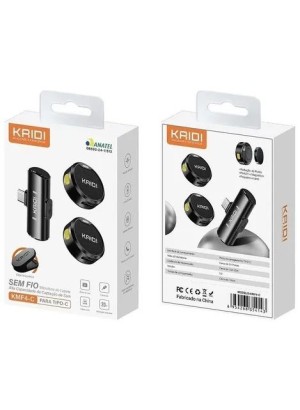 MICROFONE DUPLO DUAL LAPELA TIPO C KMF4-C KAIDI (R#)