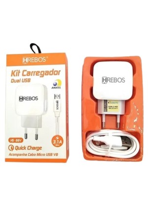 CARREGADOR TURBO 2USB V8 HS-66V (R#)