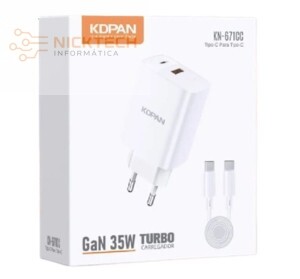 CARREGADOR TURBO 35W CABO TIPO C X TIPO C KN-671CC (R#)